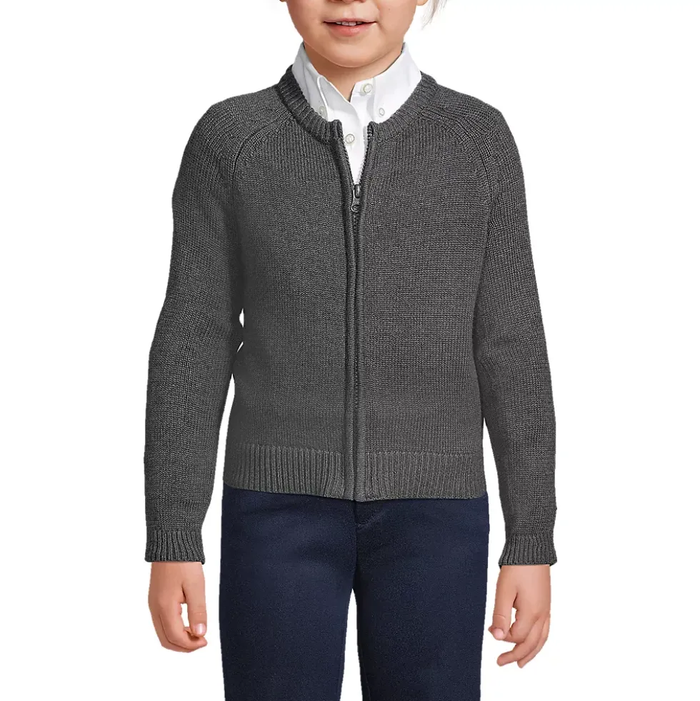 School Uniform Girls Cotton Modal Zip Front Cardigan Sweater