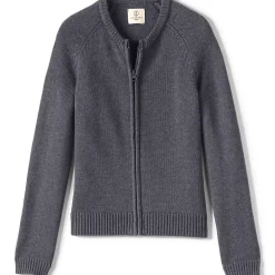 School Uniform Girls Cotton Modal Zip Front Cardigan Sweater