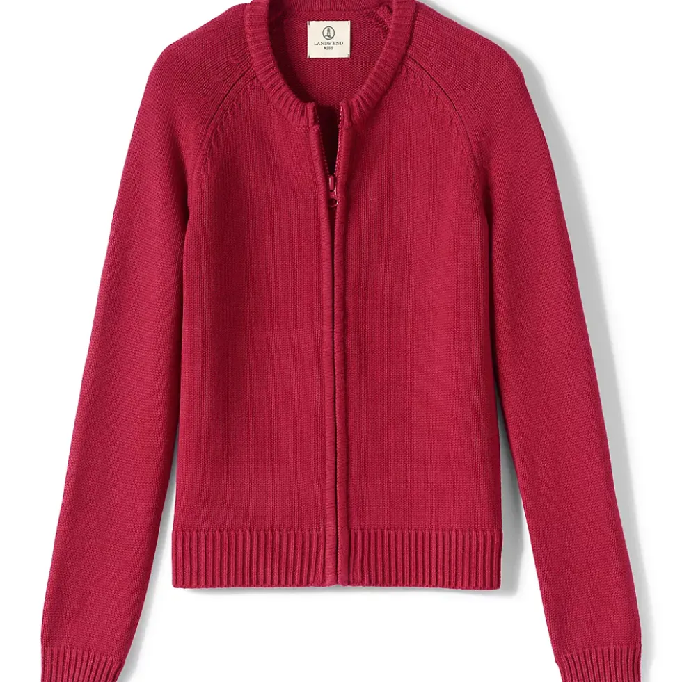 School Uniform Girls Cotton Modal Zip Front Cardigan Sweater
