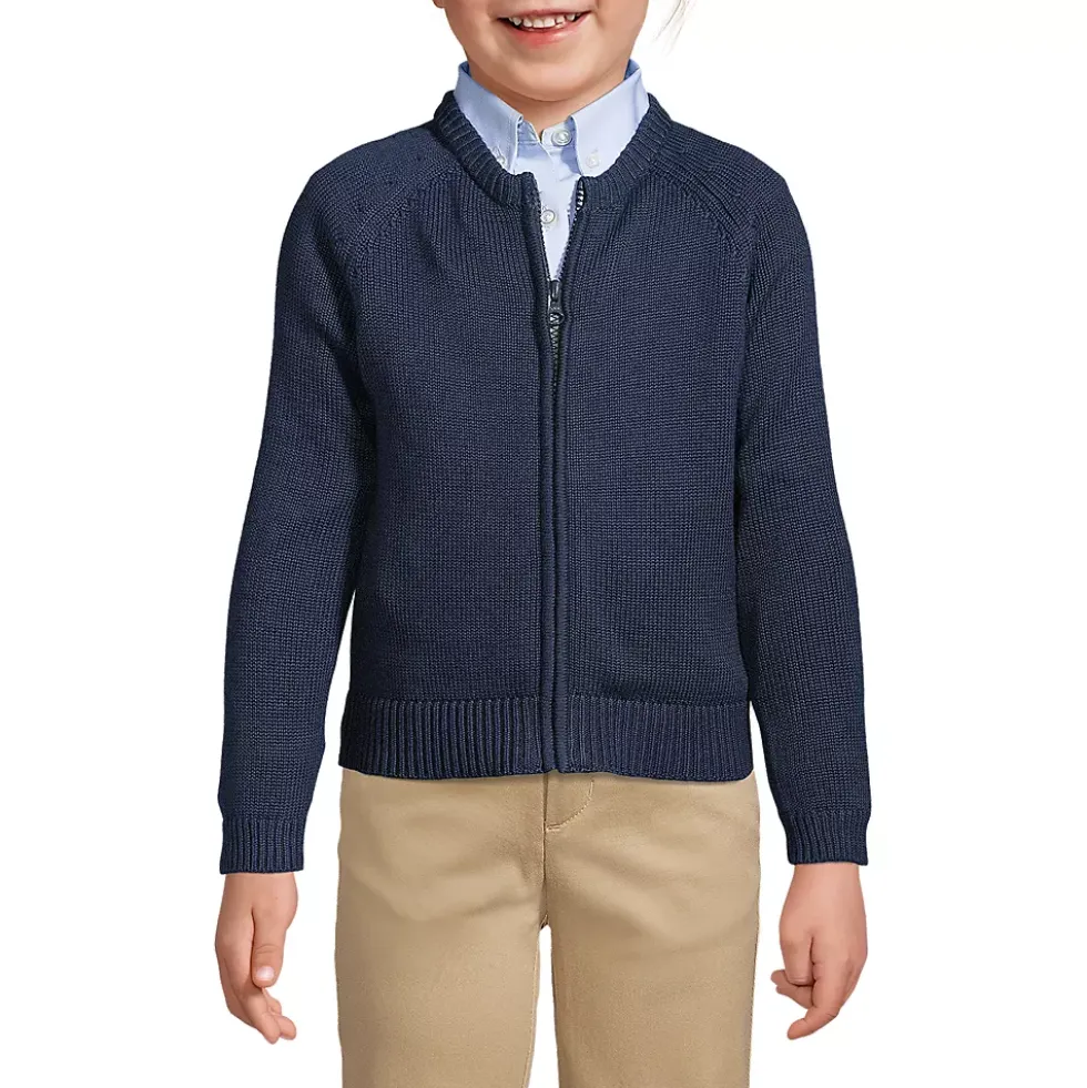 School Uniform Girls Cotton Modal Zip Front Cardigan Sweater