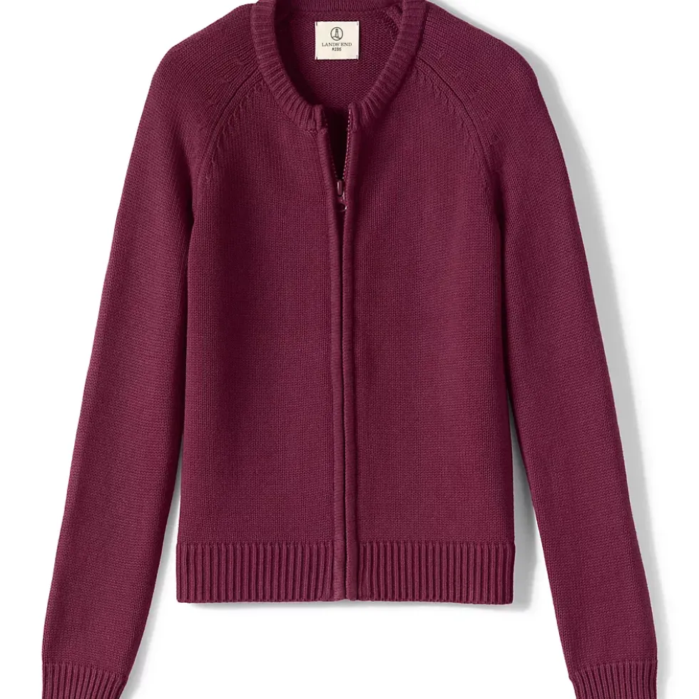 School Uniform Girls Cotton Modal Zip Front Cardigan Sweater