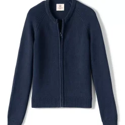 School Uniform Girls Cotton Modal Zip Front Cardigan Sweater