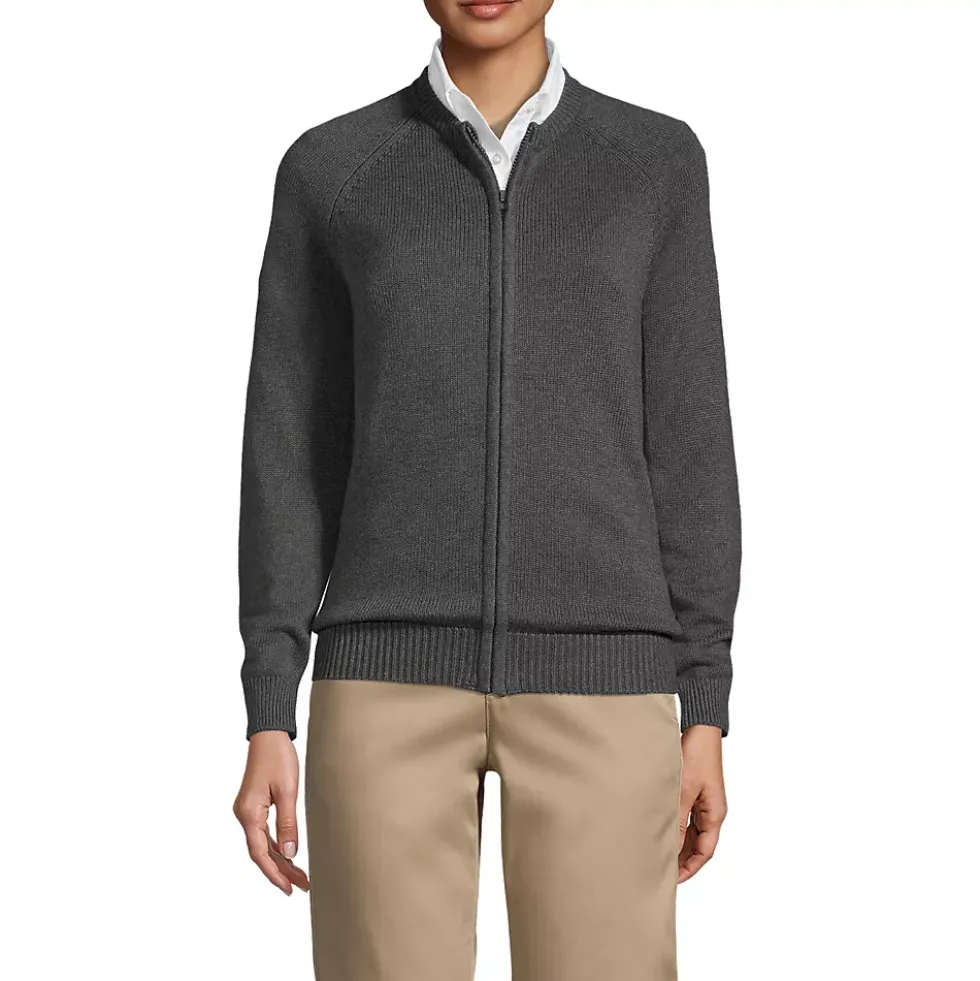 School Uniform Girls Cotton Modal Zip Front Cardigan Sweater