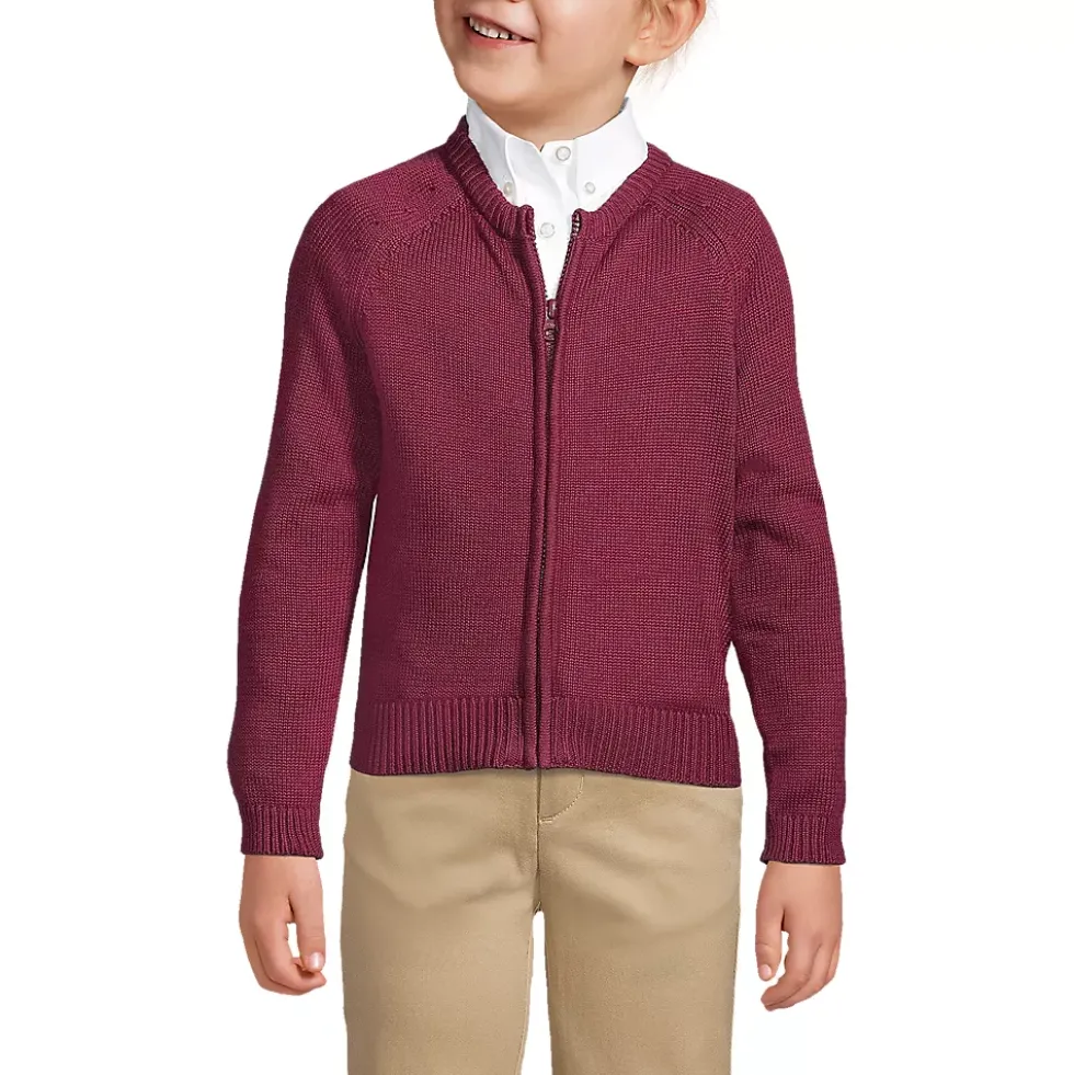 School Uniform Girls Cotton Modal Zip Front Cardigan Sweater