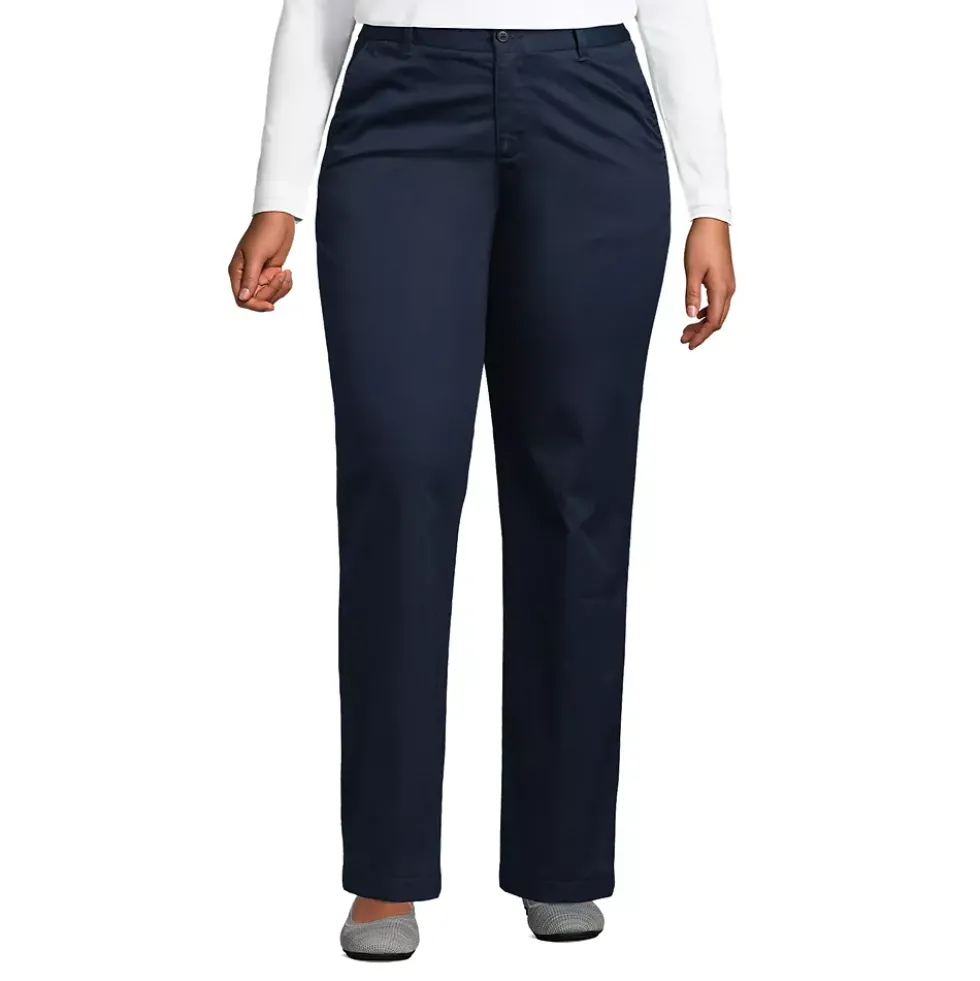 School Uniform Girls Iron Knee Blend Plain Front Chino Pants