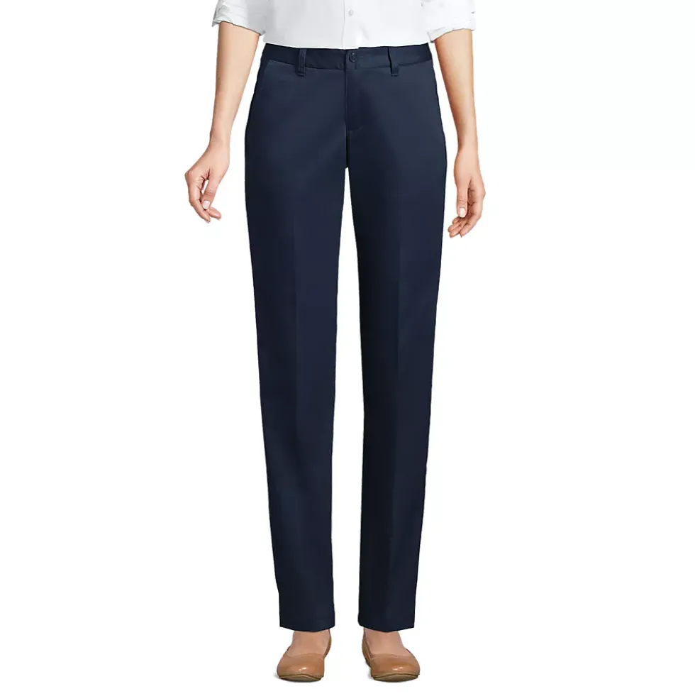 School Uniform Girls Iron Knee Blend Plain Front Chino Pants