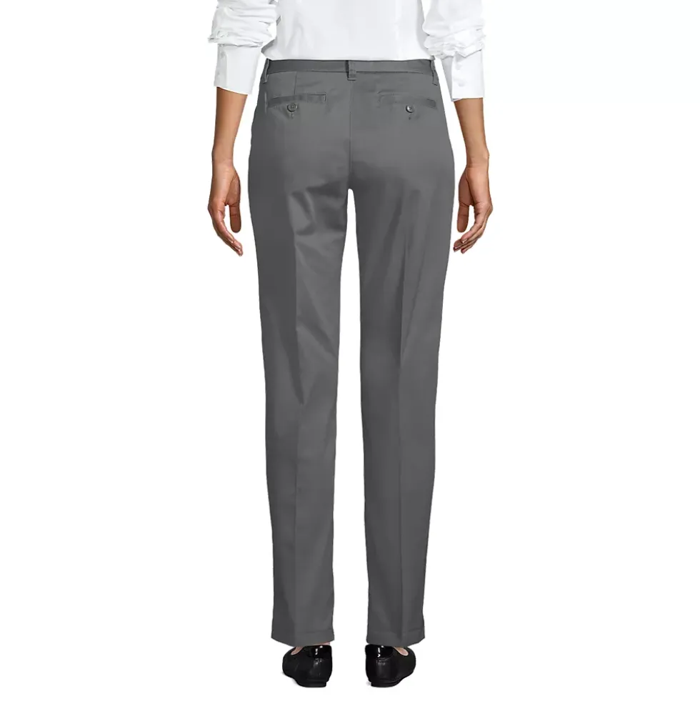 School Uniform Girls Iron Knee Blend Plain Front Chino Pants