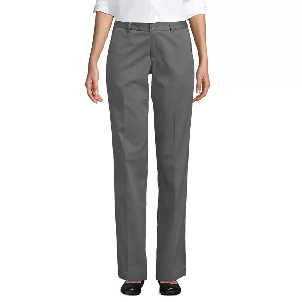School Uniform Girls Iron Knee Blend Plain Front Chino Pants