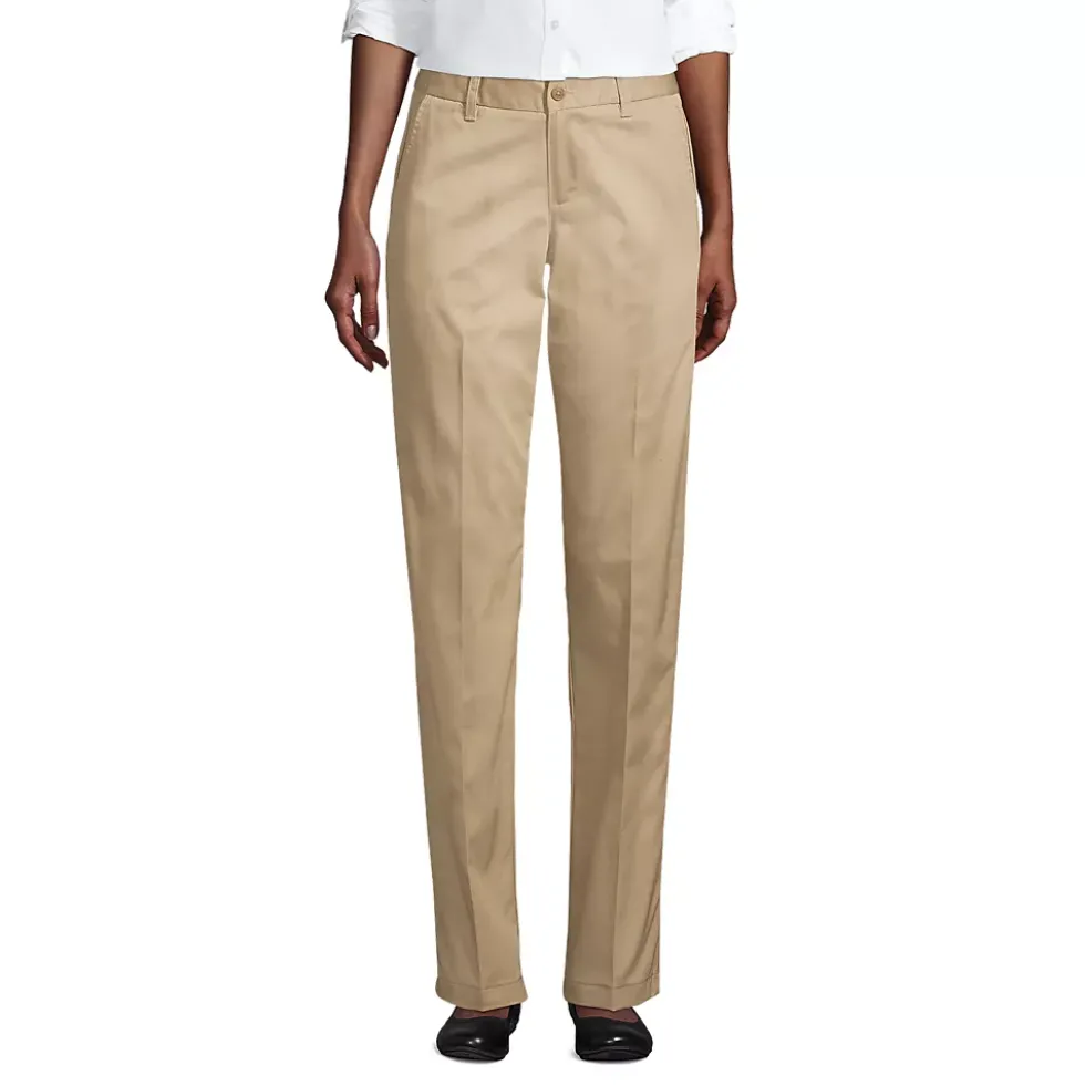 School Uniform Girls Iron Knee Blend Plain Front Chino Pants
