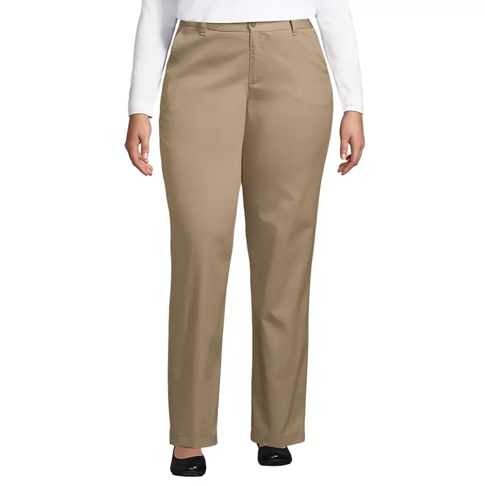 School Uniform Girls Iron Knee Blend Plain Front Chino Pants