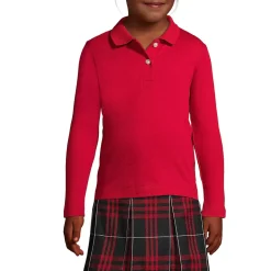 School Uniform Girls Long Sleeve Feminine Fit Interlock Polo Shirt