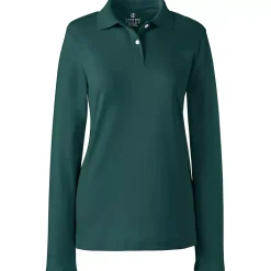 School Uniform Girls Long Sleeve Feminine Fit Interlock Polo Shirt