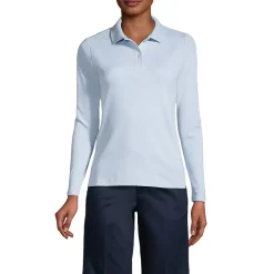 School Uniform Girls Long Sleeve Feminine Fit Interlock Polo Shirt