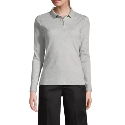School Uniform Girls Long Sleeve Feminine Fit Interlock Polo Shirt