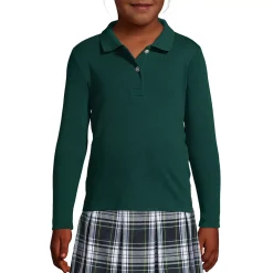 School Uniform Girls Long Sleeve Feminine Fit Interlock Polo Shirt