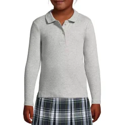 School Uniform Girls Long Sleeve Feminine Fit Interlock Polo Shirt
