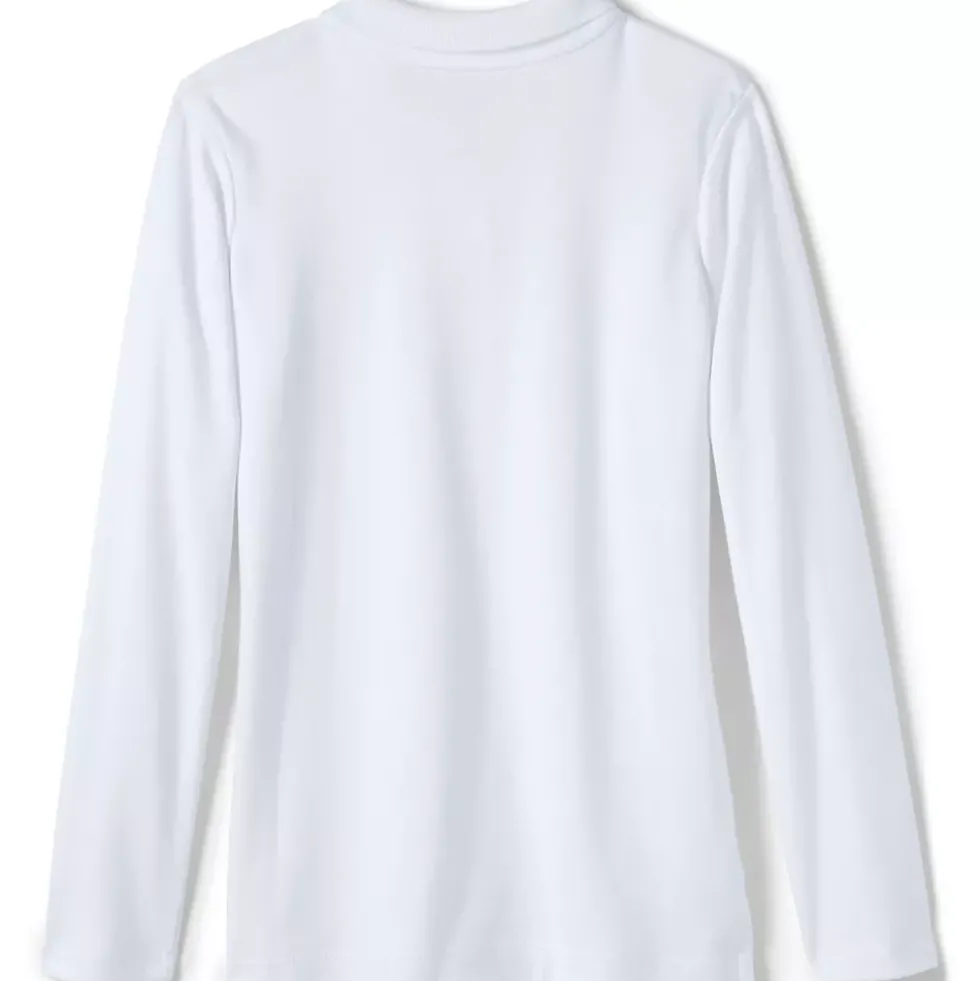 School Uniform Girls Long Sleeve Feminine Fit Interlock Polo Shirt