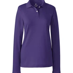 School Uniform Girls Long Sleeve Feminine Fit Interlock Polo Shirt