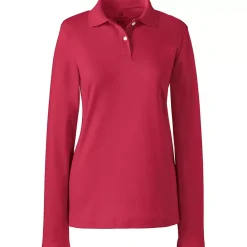 School Uniform Girls Long Sleeve Feminine Fit Interlock Polo Shirt