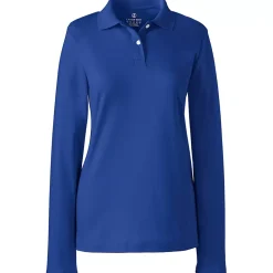 School Uniform Girls Long Sleeve Feminine Fit Interlock Polo Shirt