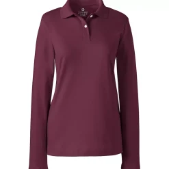School Uniform Girls Long Sleeve Feminine Fit Interlock Polo Shirt