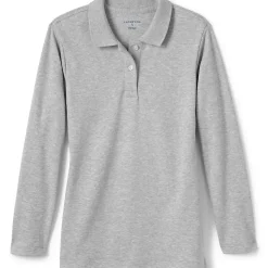 School Uniform Girls Long Sleeve Feminine Fit Interlock Polo Shirt