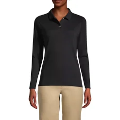 School Uniform Girls Long Sleeve Feminine Fit Interlock Polo Shirt