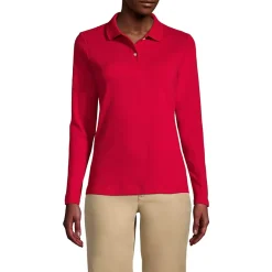 School Uniform Girls Long Sleeve Feminine Fit Interlock Polo Shirt