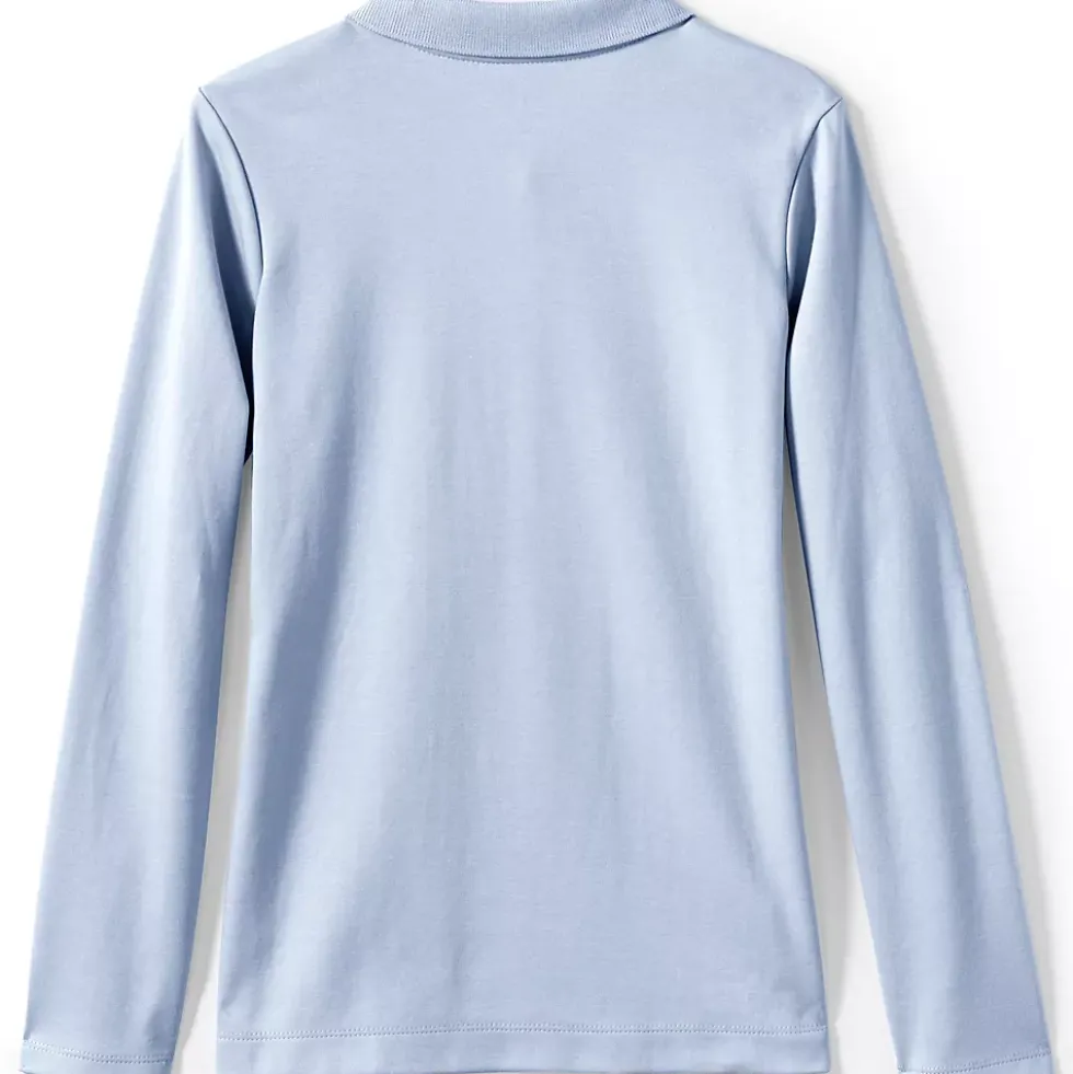 School Uniform Girls Long Sleeve Feminine Fit Interlock Polo Shirt
