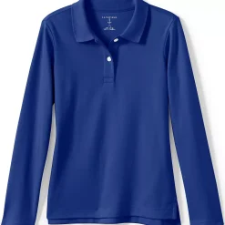 School Uniform Girls Long Sleeve Feminine Fit Interlock Polo Shirt