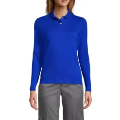 School Uniform Girls Long Sleeve Feminine Fit Interlock Polo Shirt