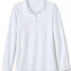 School Uniform Girls Long Sleeve Feminine Fit Interlock Polo Shirt