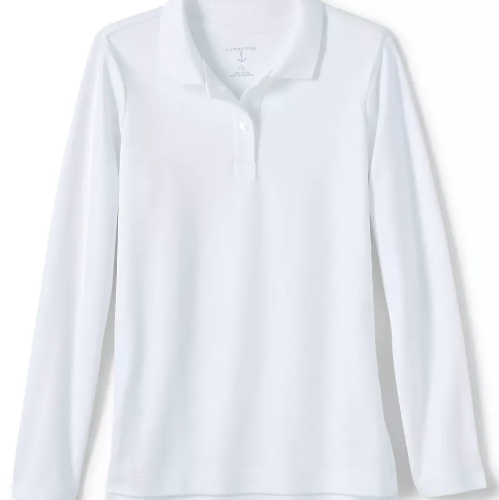 School Uniform Girls Long Sleeve Feminine Fit Interlock Polo Shirt