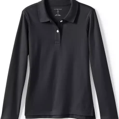 School Uniform Girls Long Sleeve Feminine Fit Interlock Polo Shirt