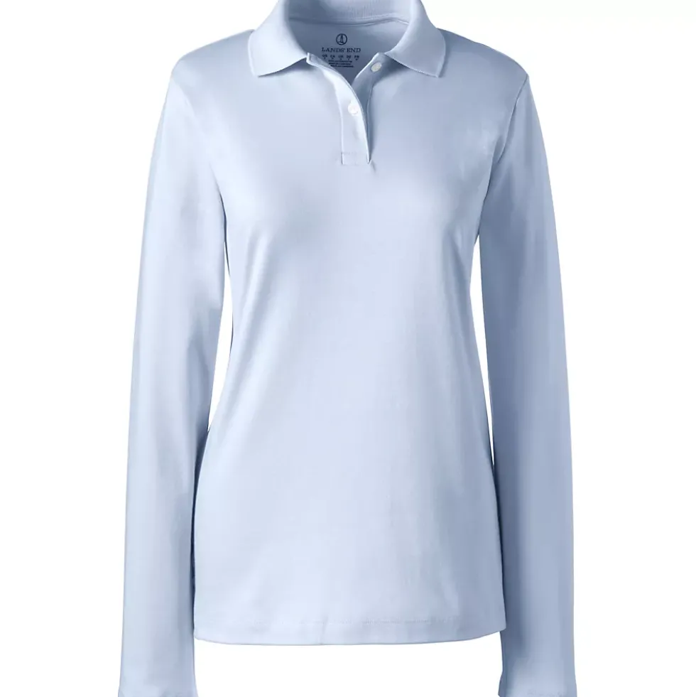 School Uniform Girls Long Sleeve Feminine Fit Interlock Polo Shirt