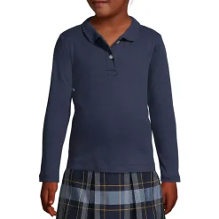 School Uniform Girls Long Sleeve Feminine Fit Interlock Polo Shirt