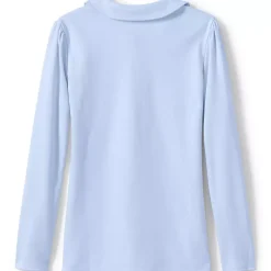 School Uniform Girls Long Sleeve Peter Pan Collar Polo Shirt
