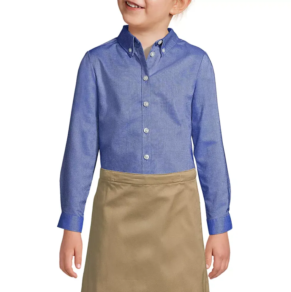 School Uniform Girls Long Sleeve Oxford Dress Shirt