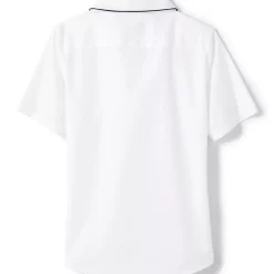 School Uniform Girls Piped Peter Pan Collar Broadcloth Shirt