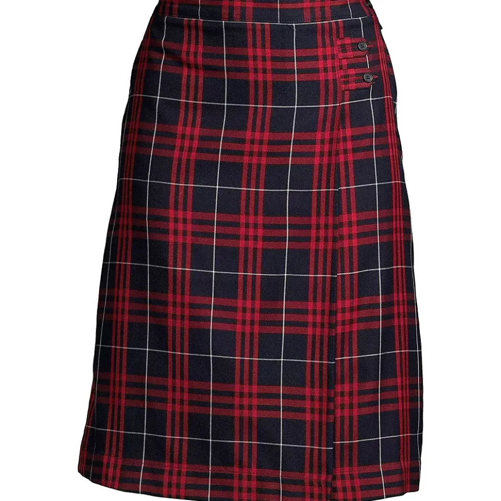 School Uniform Girls Plaid A-line Skirt Below the Knee