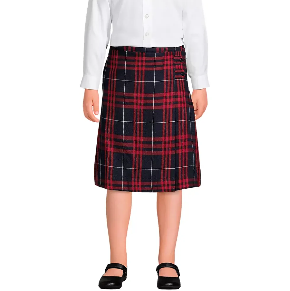 School Uniform Girls Plaid A-line Skirt Below the Knee