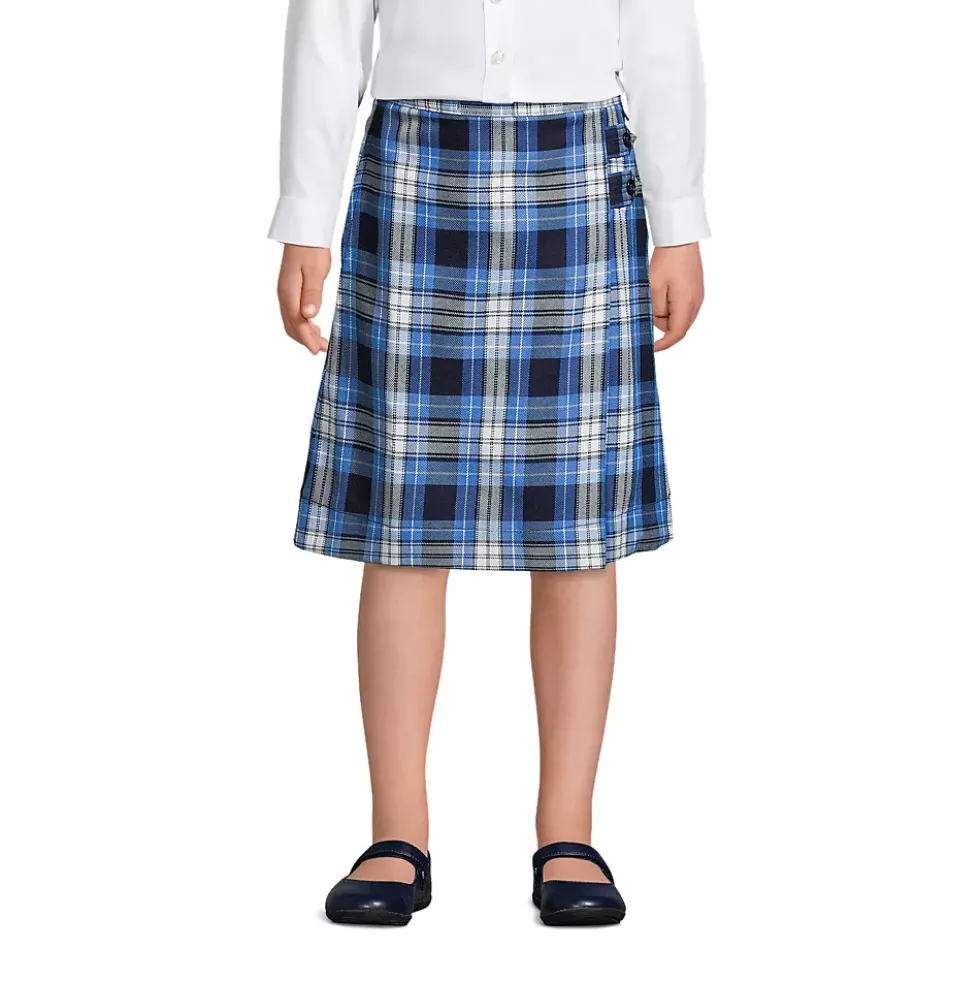 School Uniform Girls Plaid A-line Skirt Below the Knee
