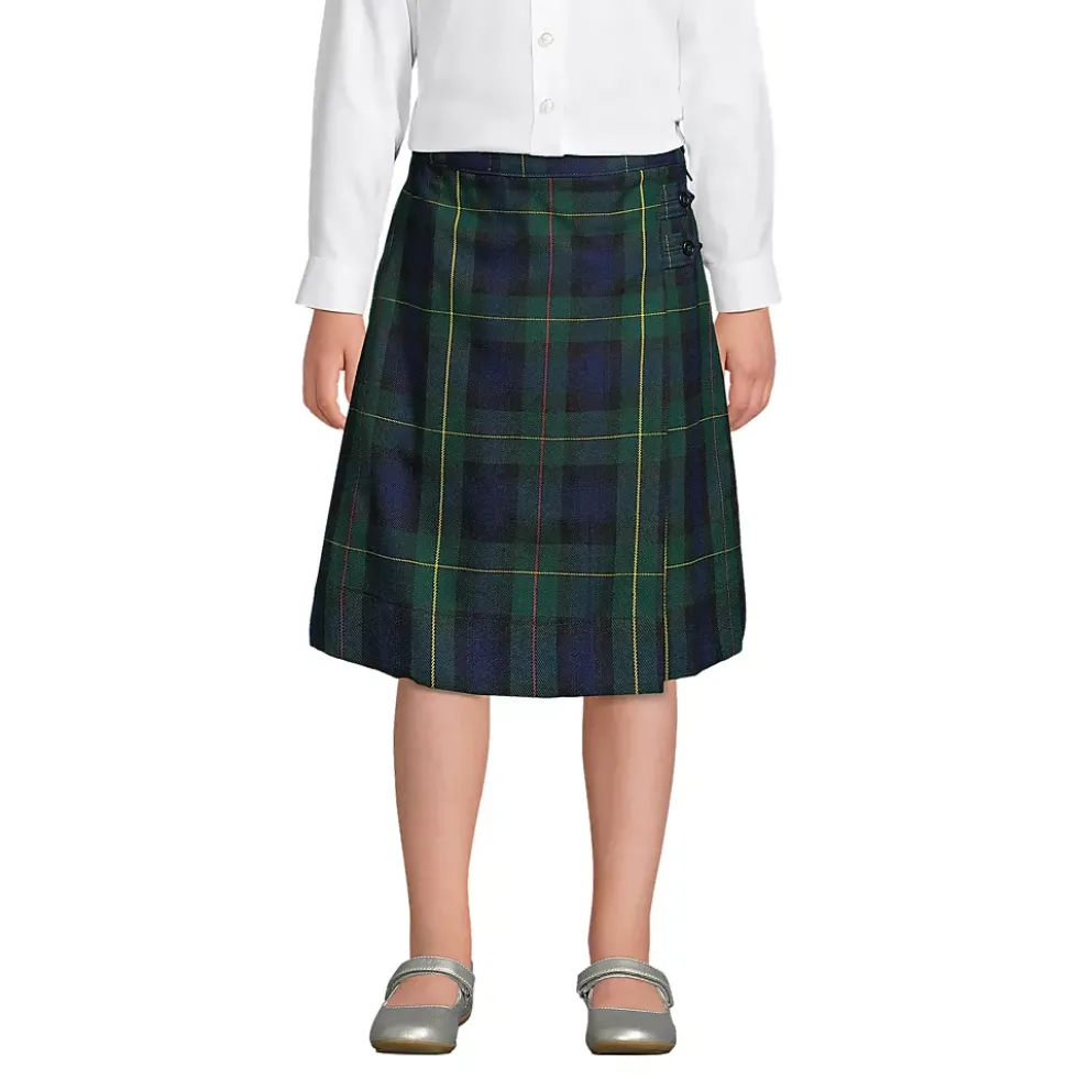 School Uniform Girls Plaid A-line Skirt Below the Knee