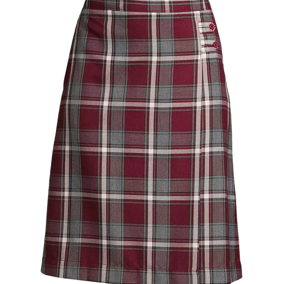 School Uniform Girls Plaid A-line Skirt Below the Knee