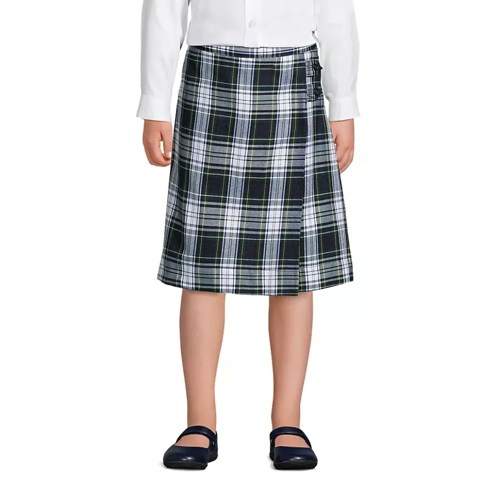 School Uniform Girls Plaid A-line Skirt Below the Knee