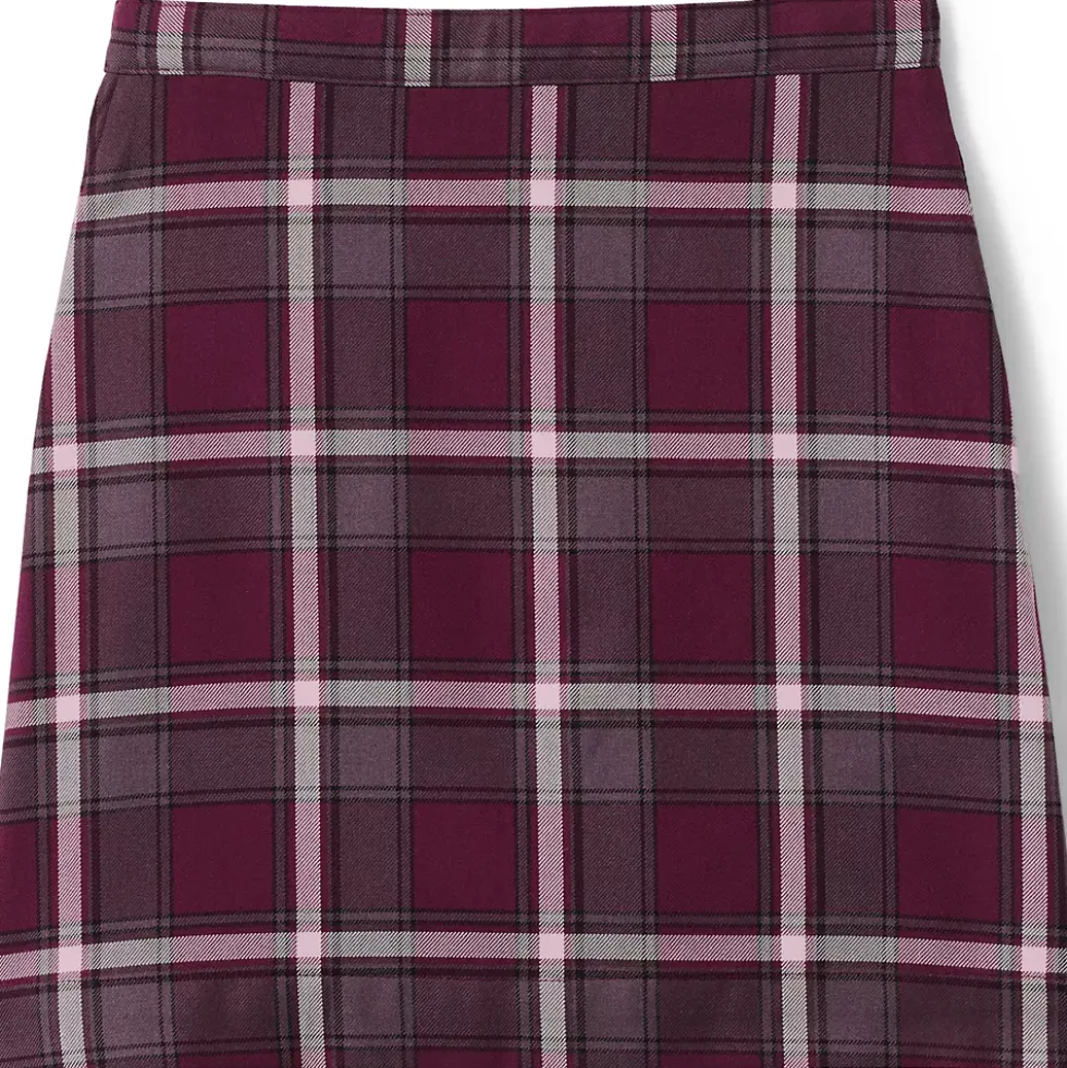 School Uniform Girls Plaid A-line Skirt Below the Knee