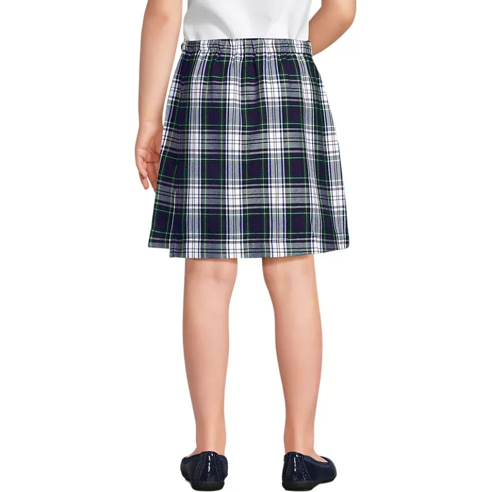 School Uniform Girls Plaid A Line Tab Skort Top of Knee