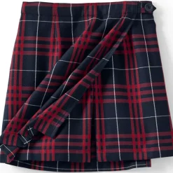 School Uniform Girls Plaid A Line Tab Skort Top of Knee