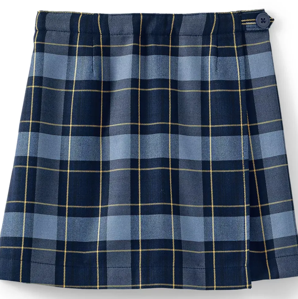 School Uniform Girls Plaid A Line Tab Skort Top of Knee