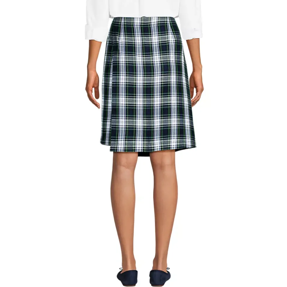 School Uniform Girls Plaid A Line Tab Skort Top of Knee